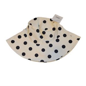 Bon Voyage Women's Cream 100% Cotton Polka Dot Bucket Hat NWT